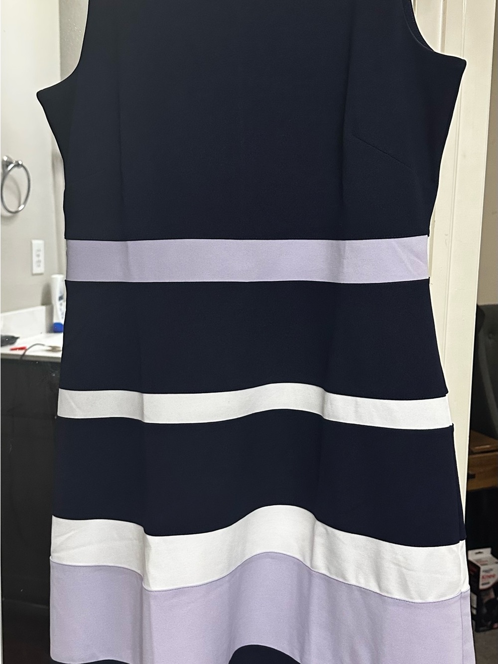 Nina Leonard Deep Navy Sleeveless Dress